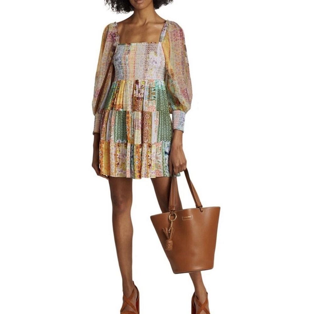 NWT Alice + Olivia Rowen Tiered Mini Dress NEW Large - Picture 2 of 10